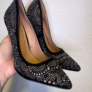 Anne Michelle Black Sparkly Rhinestone Stiletto 4.5” Heels Size 8